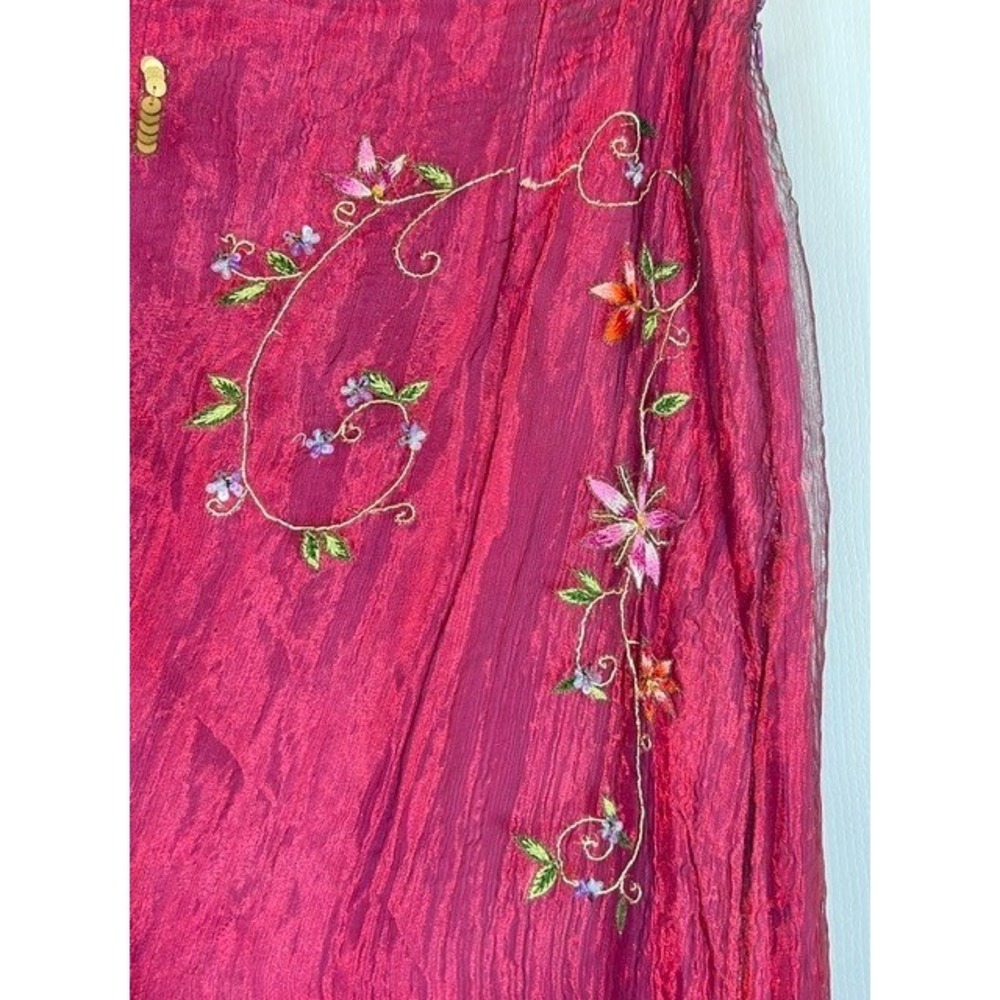 Vintage Y2K Nicole Miller Embroidered Silk Blend Maxi Skirt Goth Fairy Boho 10 - Picture 6 of 13